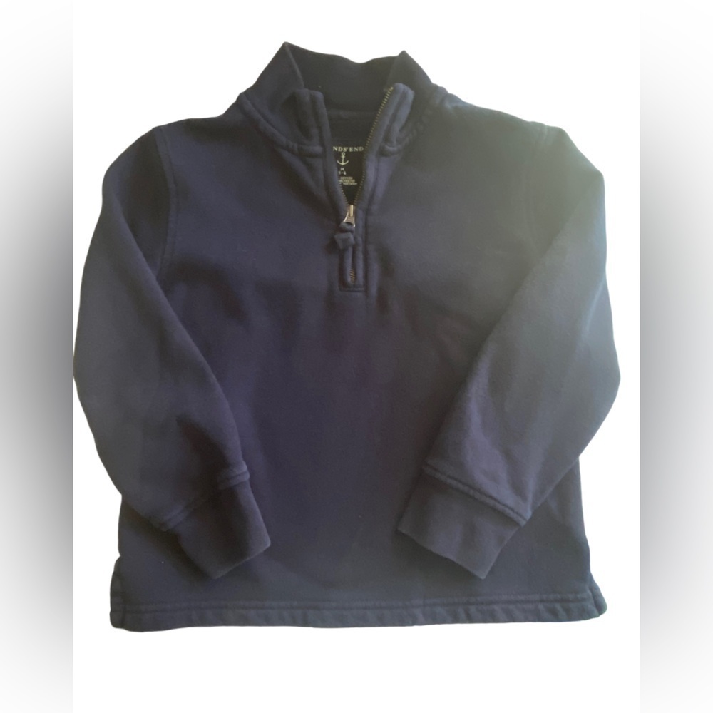Lands End Boys 5/6 Navy 1/4 Zip Sweatshirt